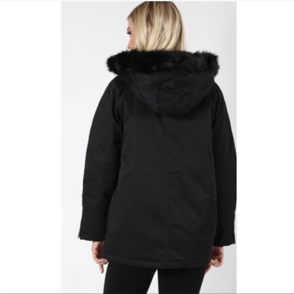 Black hooded insulated canvas jacket parka size S - Picture 3 of 12